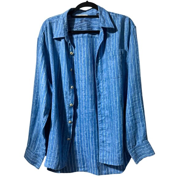 Tommy Bahama Blue Linen Shirt with Crab & Lobster Print – Men’s L – like new - Picture 3 of 17
